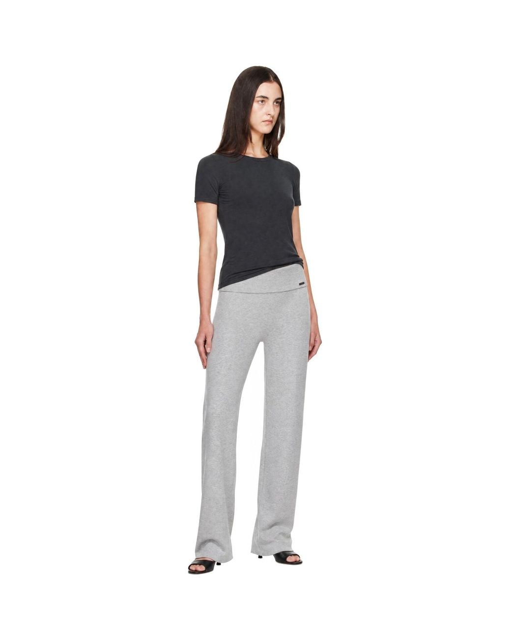 Skims Gray Essential Knit Foldover Lounge Pants