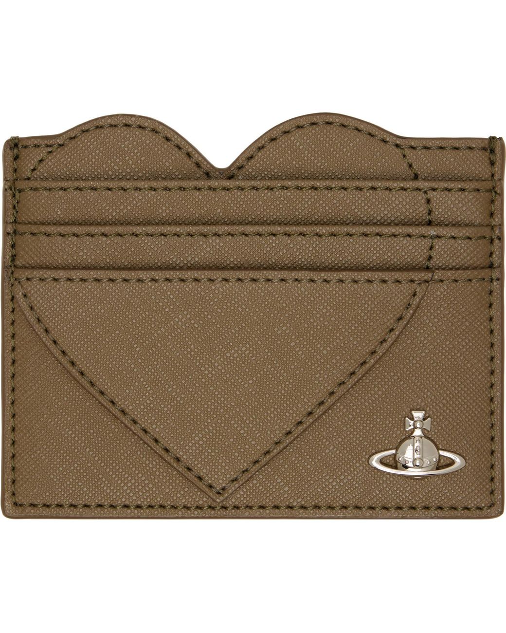 Vivienne Westwood Green Khaki Heart Card Holder for men