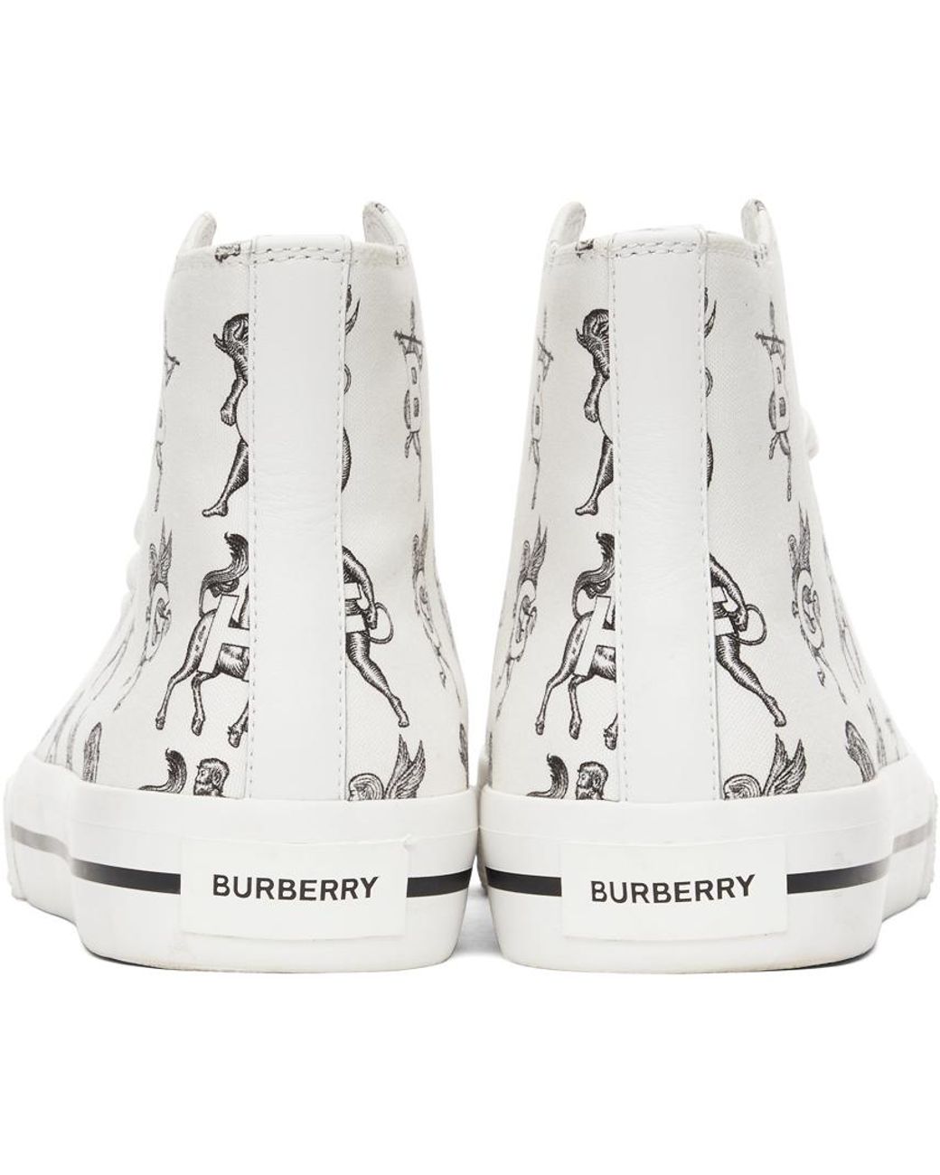 Burberry White Mythical Alphabet Larkhall Sneakers in Black for Men | Lyst