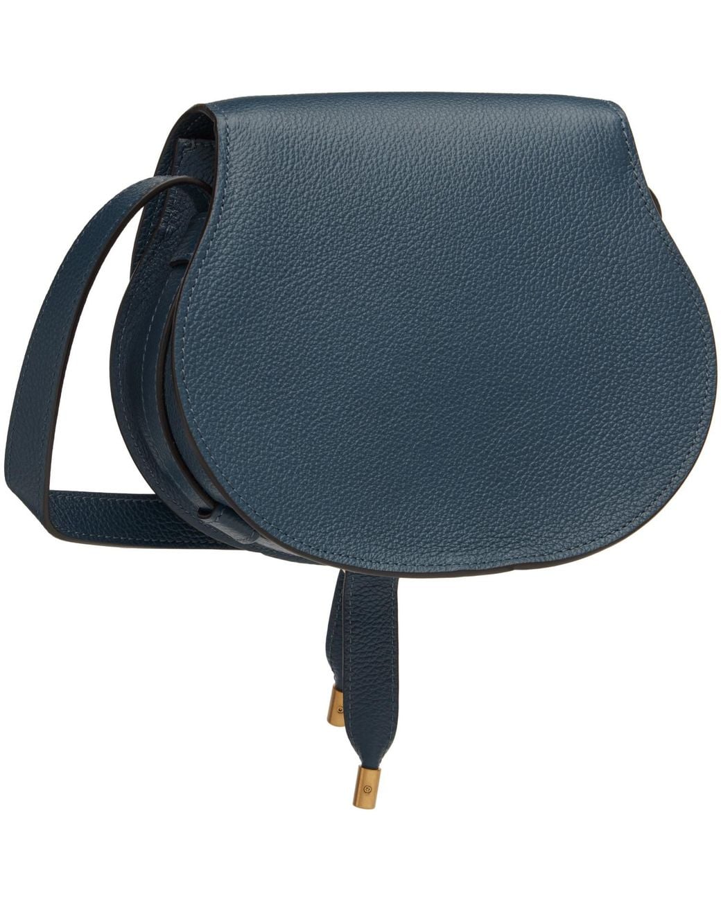 Chloé Blue Grained Leather Small Marcie Saddle Bag