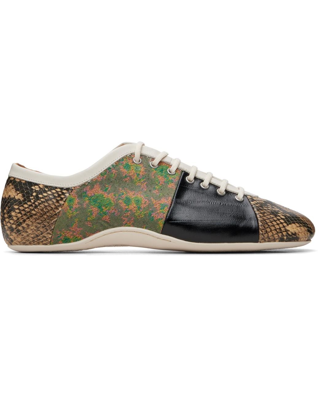 Dries Van Noten Green Patchwork Ballerina Sneakers for men