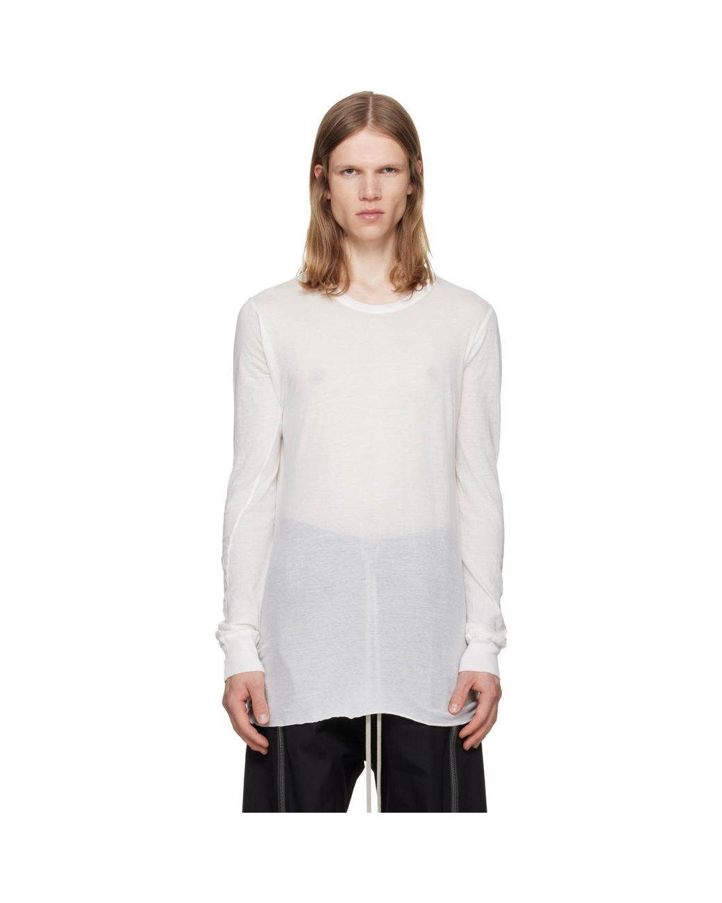 Rick Owens White Off- Tower Basic Ls T-Shirt for men
