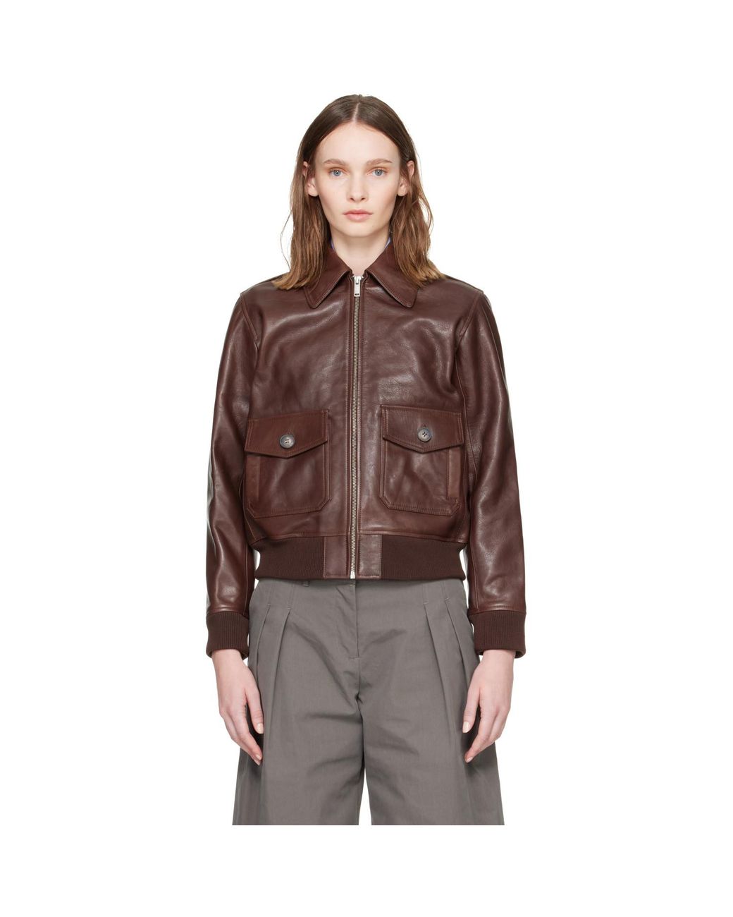 A.P.C. Brown Gael Leather Jacket