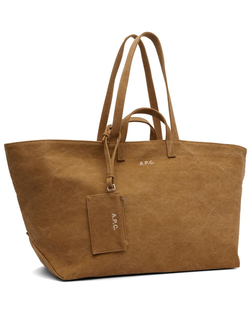 A.P.C. Brown Tan Drummer Toile Tote