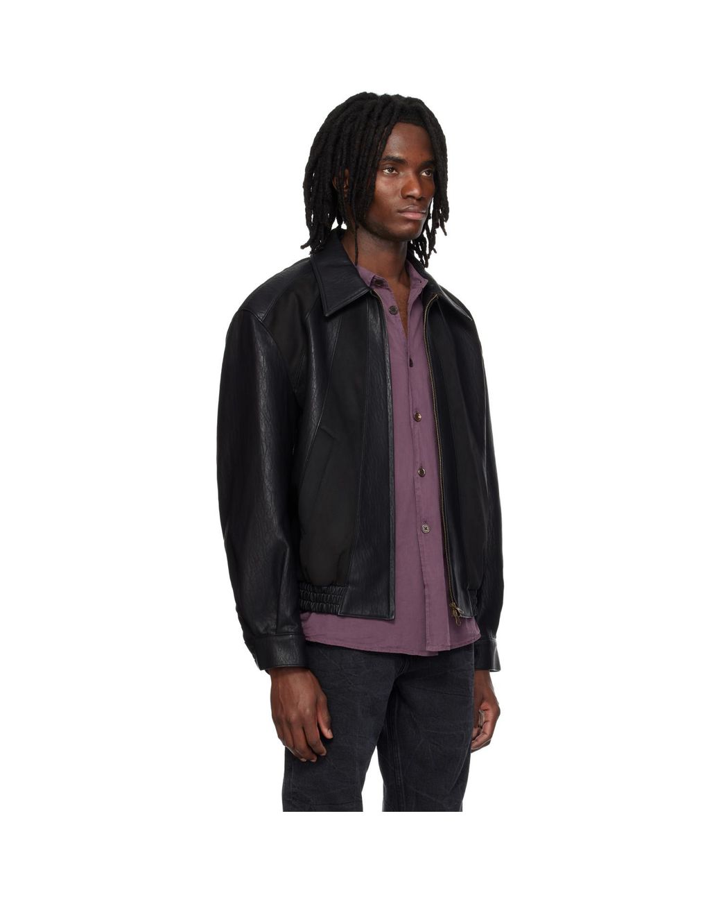 MMIC Black Rodeo Faux-Leather Jacket for men