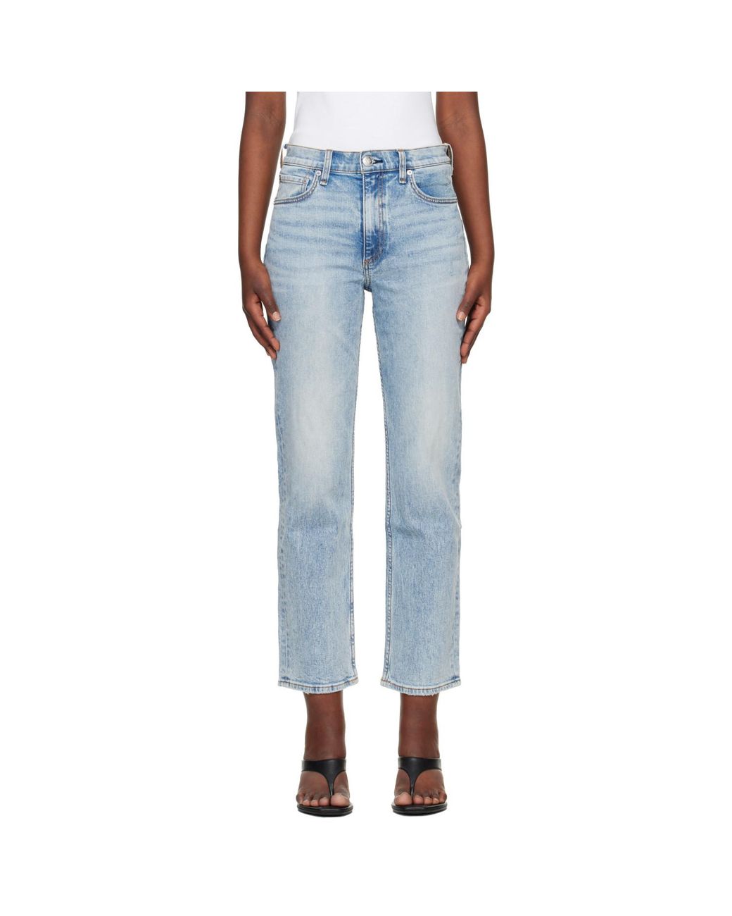 Rag & Bone Blue Harlow Ankle Straight Jeans