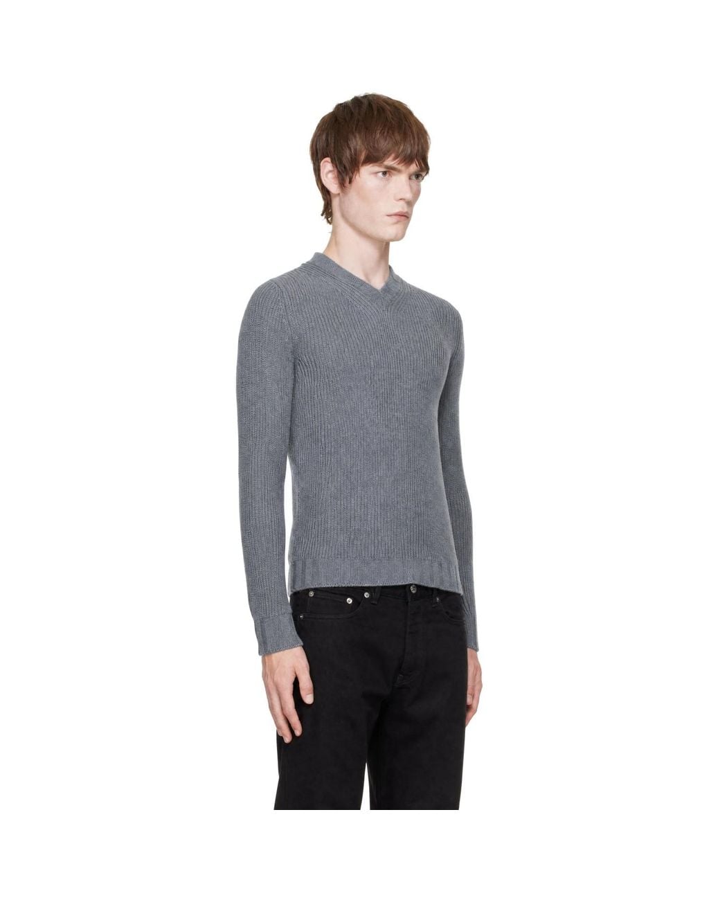 Carter Young Gray Wool Lounger V-Neck Sweater for men