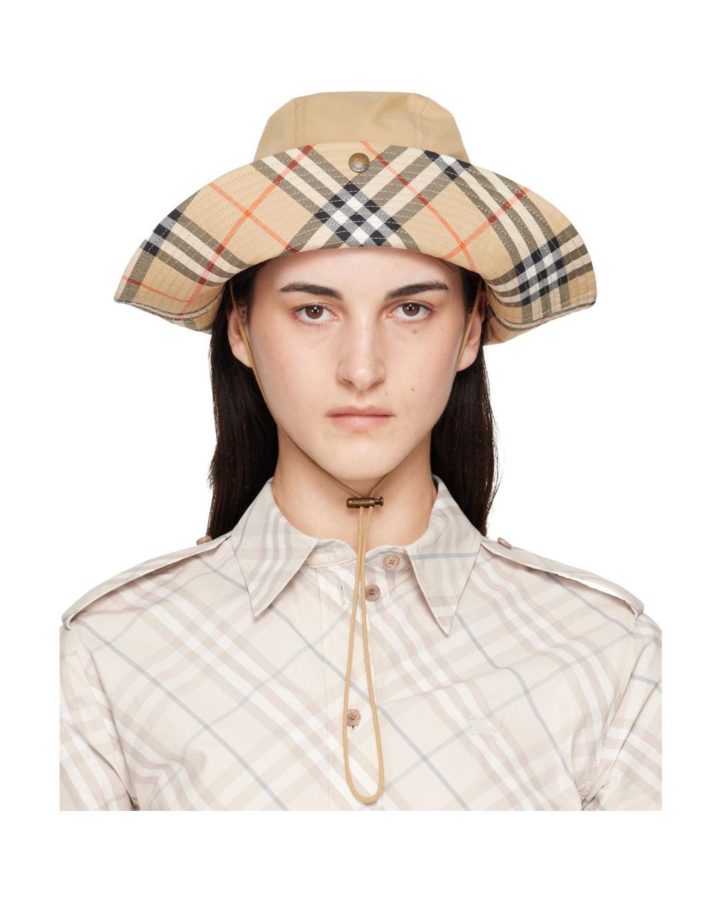 Burberry Natural Check Brim Gabardine Hat
