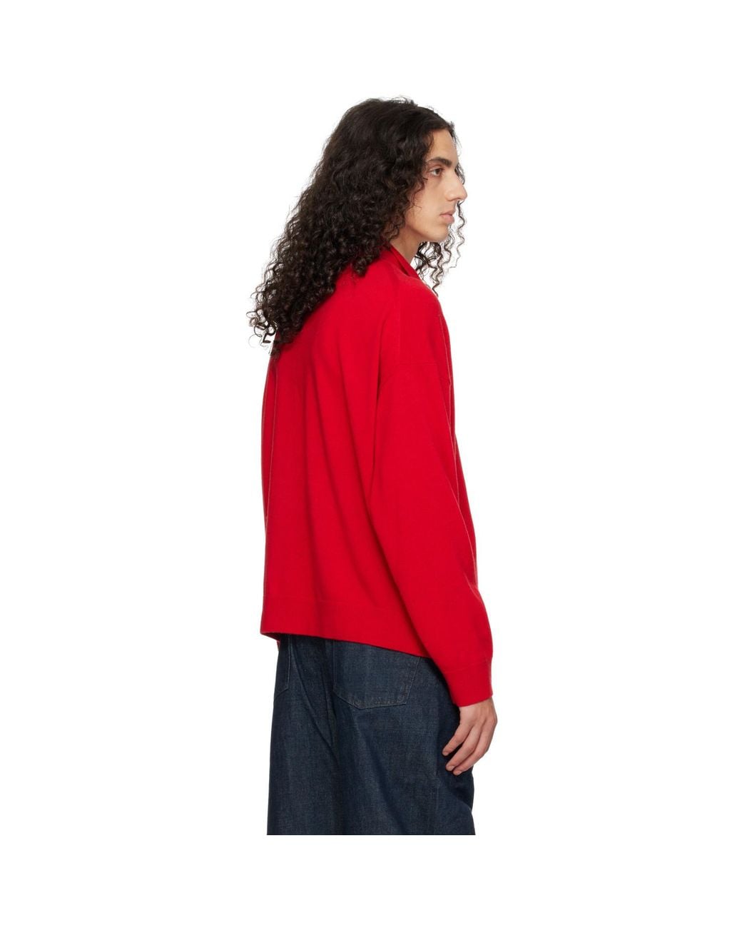 YACAIA Red Y-0019 Half-zip Merinocashmere Sweater for men