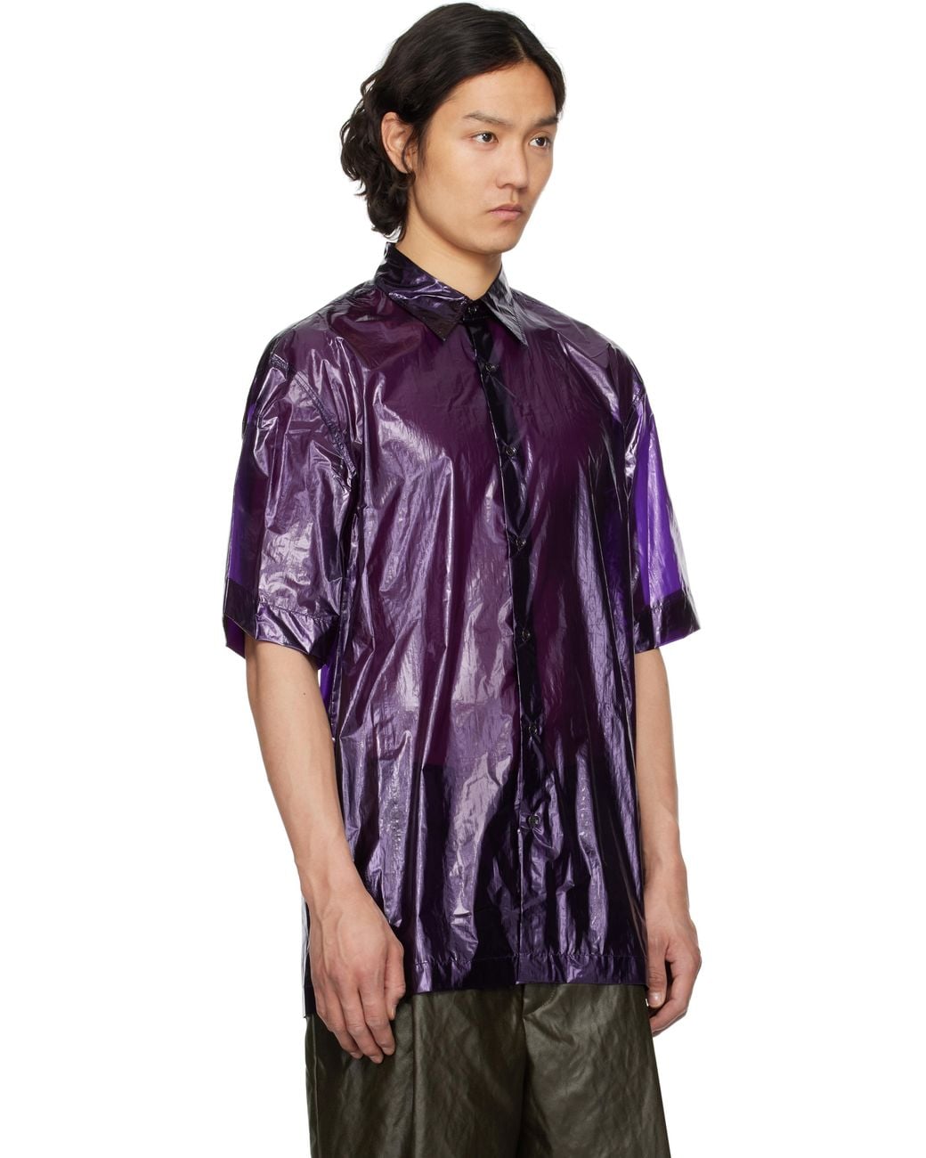 Dries Van Noten Purple Sheer Shirt for men