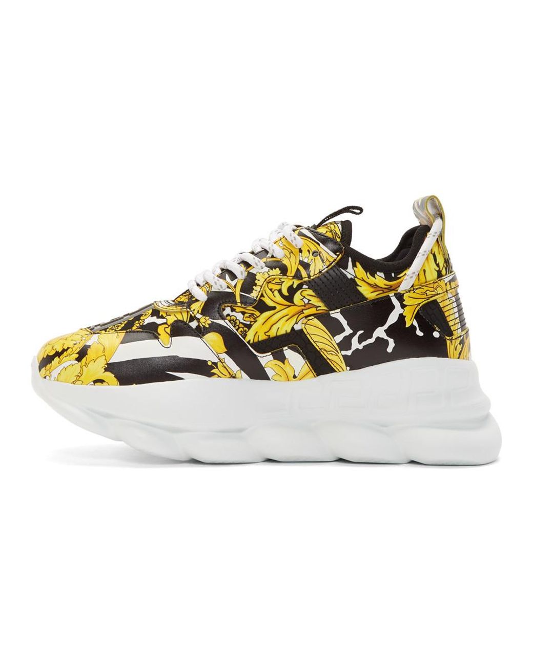 Versace Yellow And Black Barocco Chain Reaction Sneakers for Men