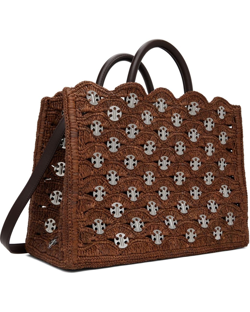 Rabanne Brown Large Signature Signature 1969 Discs Tote