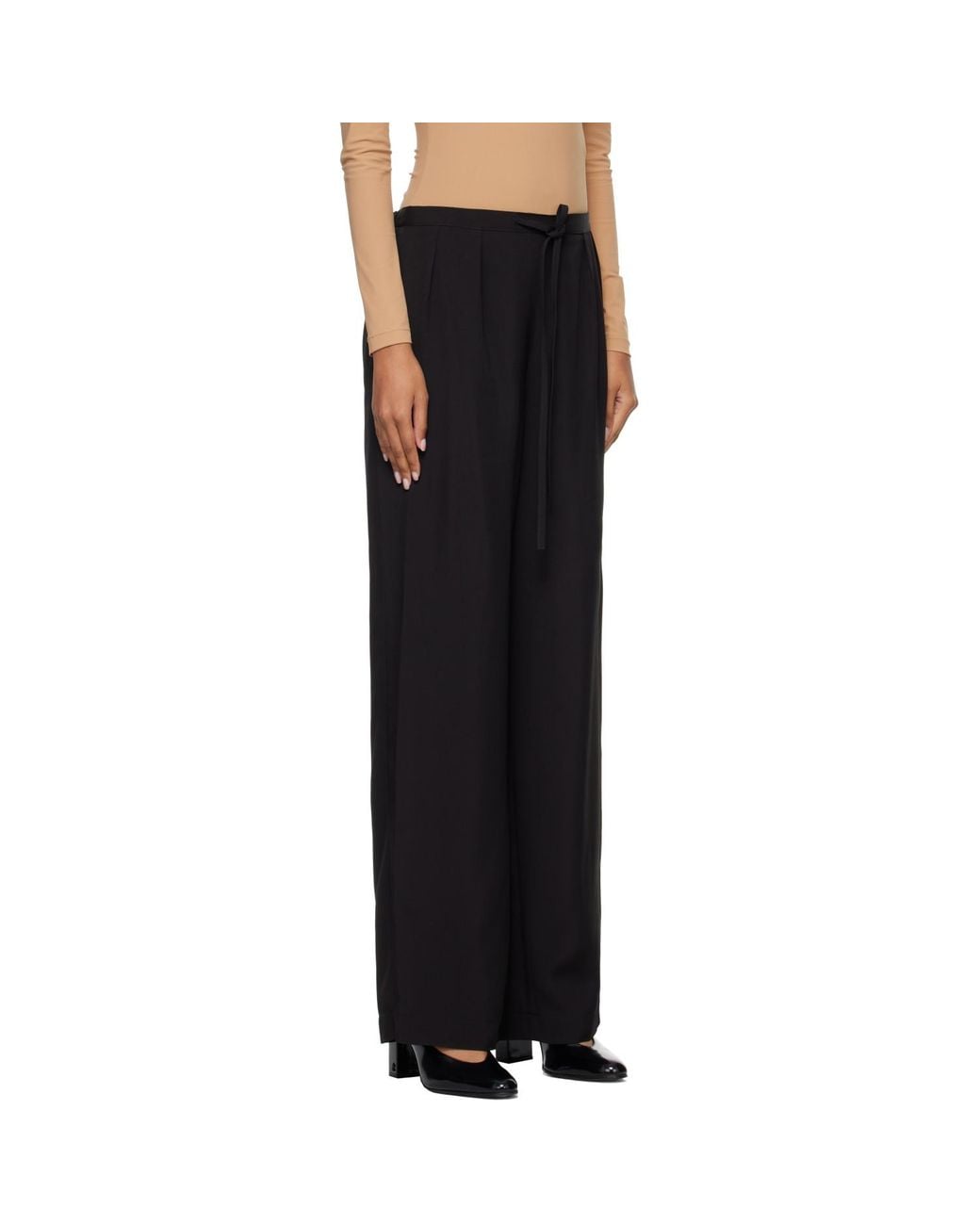 Loulou de Saison Black Ellon Straight Leg Drawstring Trousers