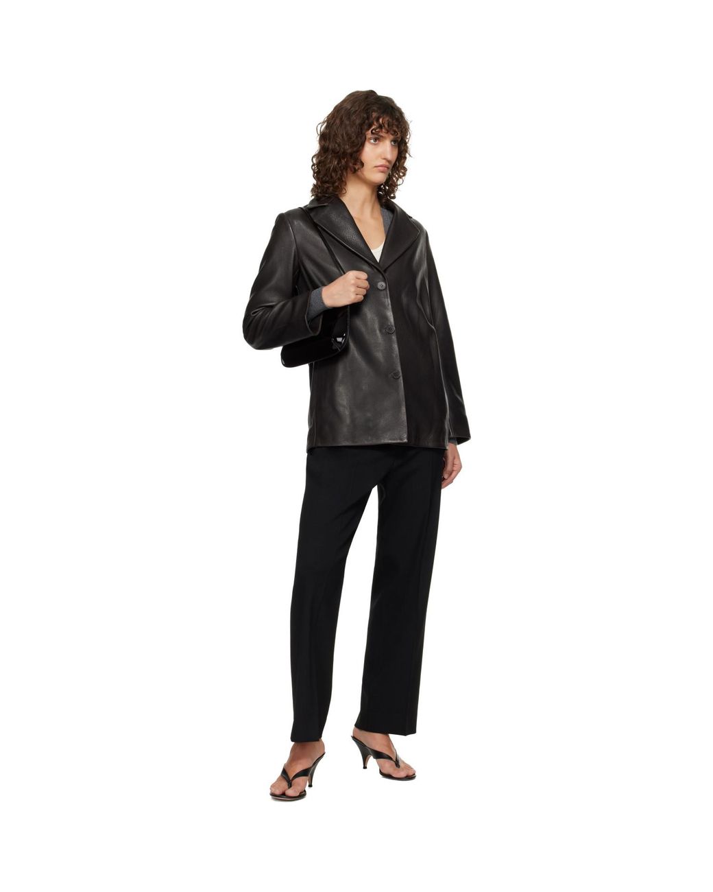 Nour Hammour Black Opus Relaxed Leather Blazer