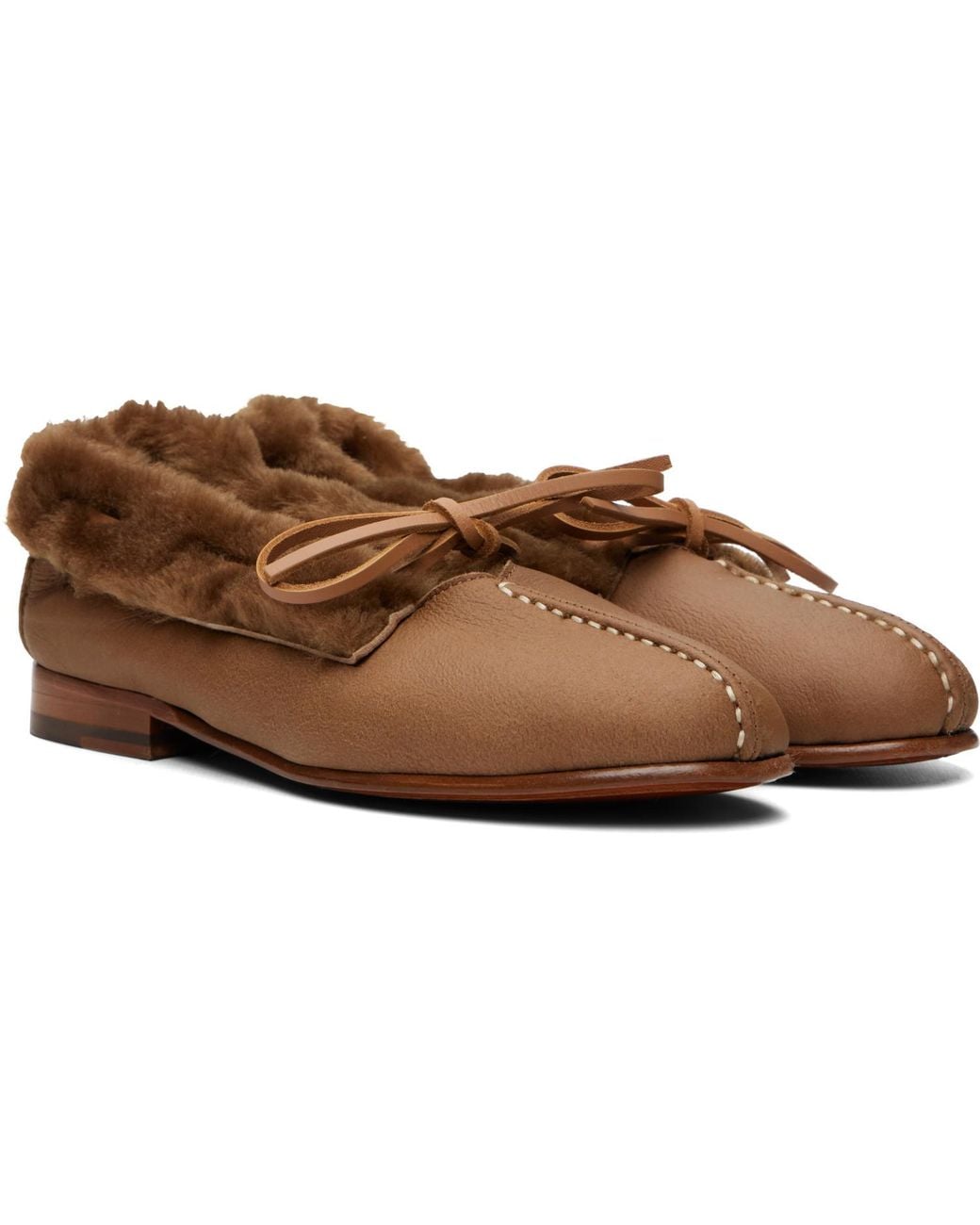 Hereu Brown Tan Tilla Shearling Loafers