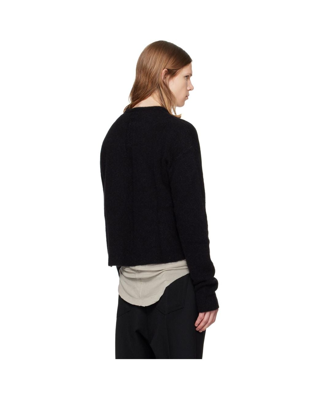 Rick Owens Black Tower Round Neck Sweater for men