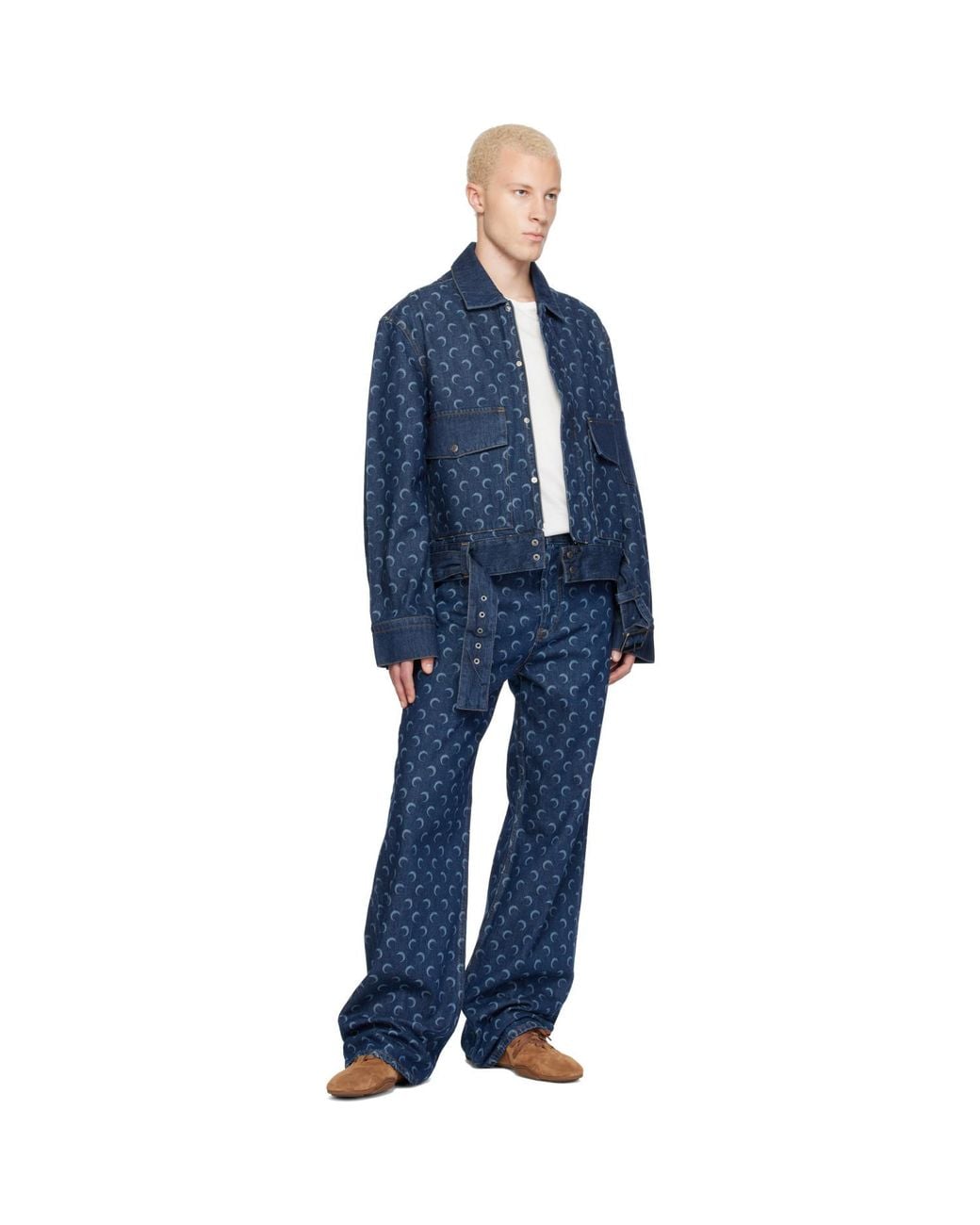 MARINE SERRE Blue Denim Straight Jeans for men