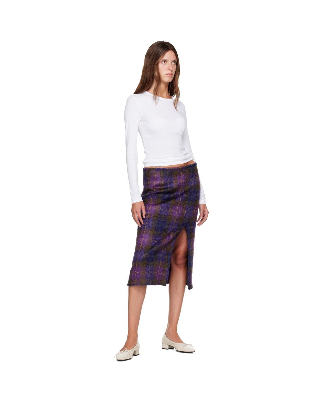 Ganni White Rib Long-Sleeve T-Shirt