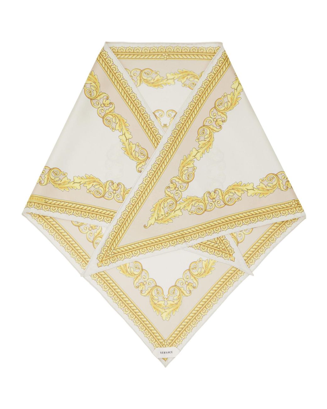 Versace Metallic Off- & Silk Twill Triangle Head Scarf