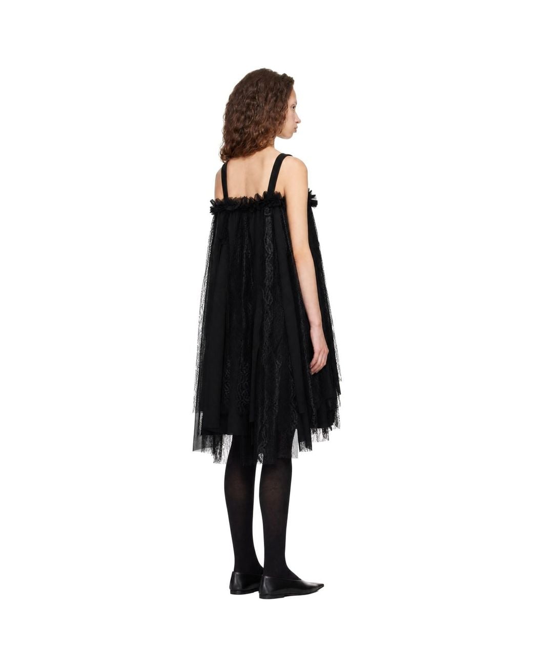 Comme des Garçons Black Gabardine Medium X Georgette Midi Dress