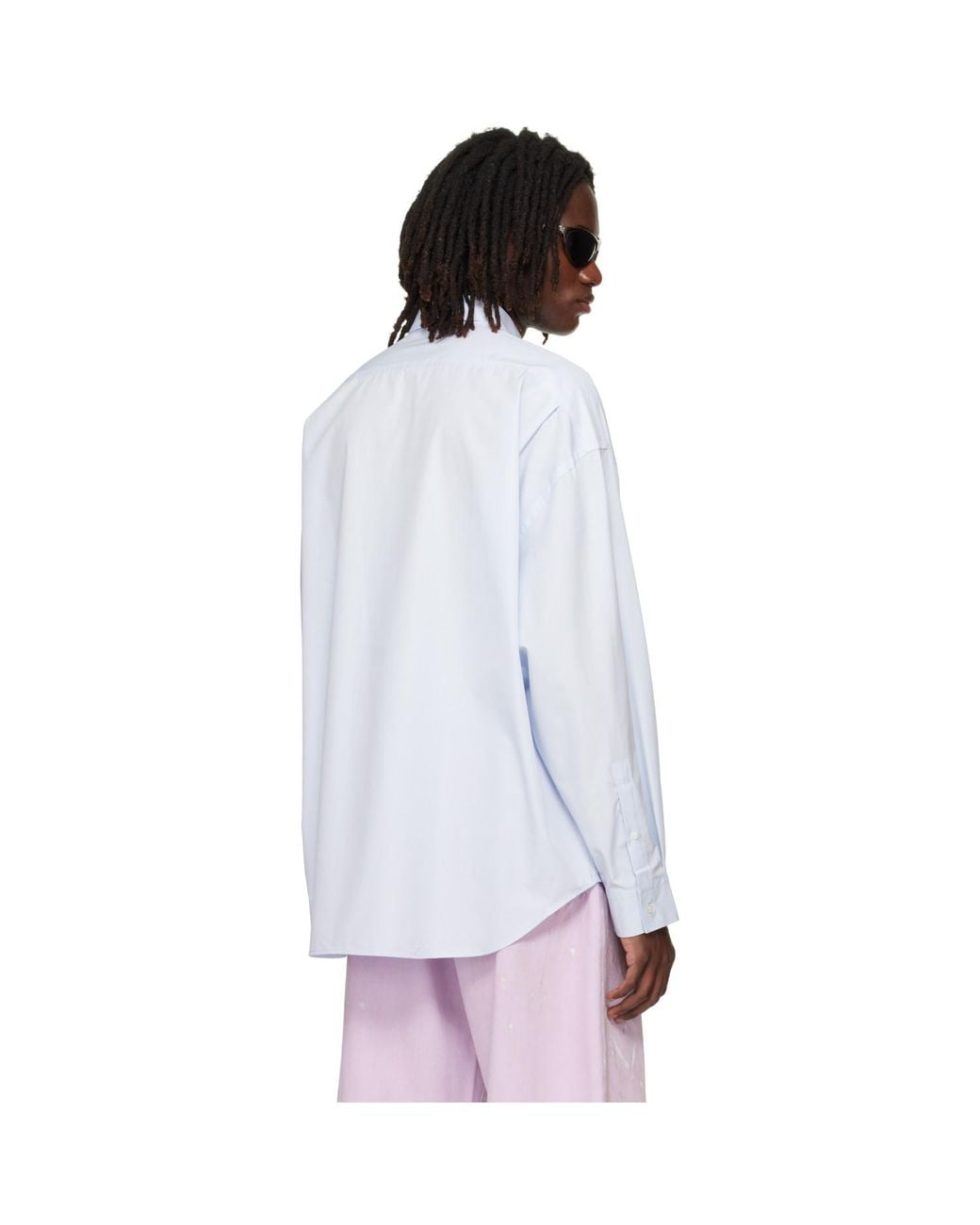 Acne White Button-Up Logo Shirt for men