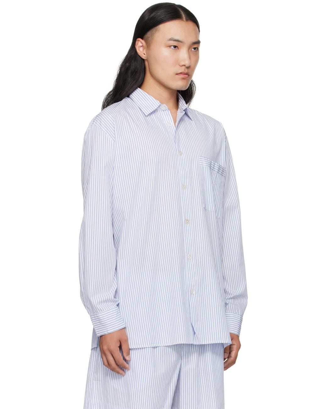 Tekla White Poplin Long-Sleeved Pyjama Shirt for men