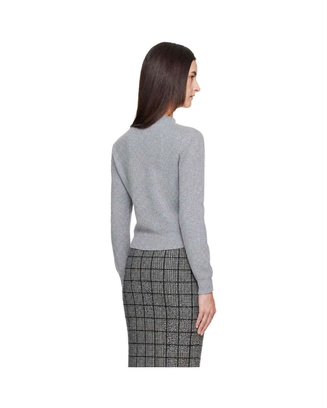 Balmain Gray Buttoned Round Collar Cashmere Cardigan