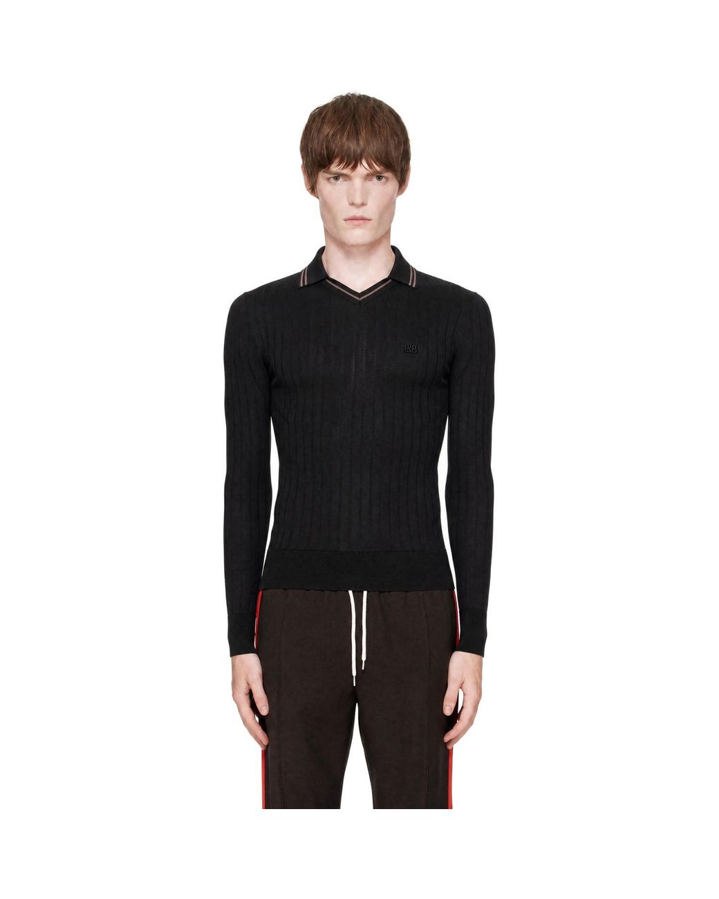 Wales Bonner Black Cotton & Silk Roots Polo for men