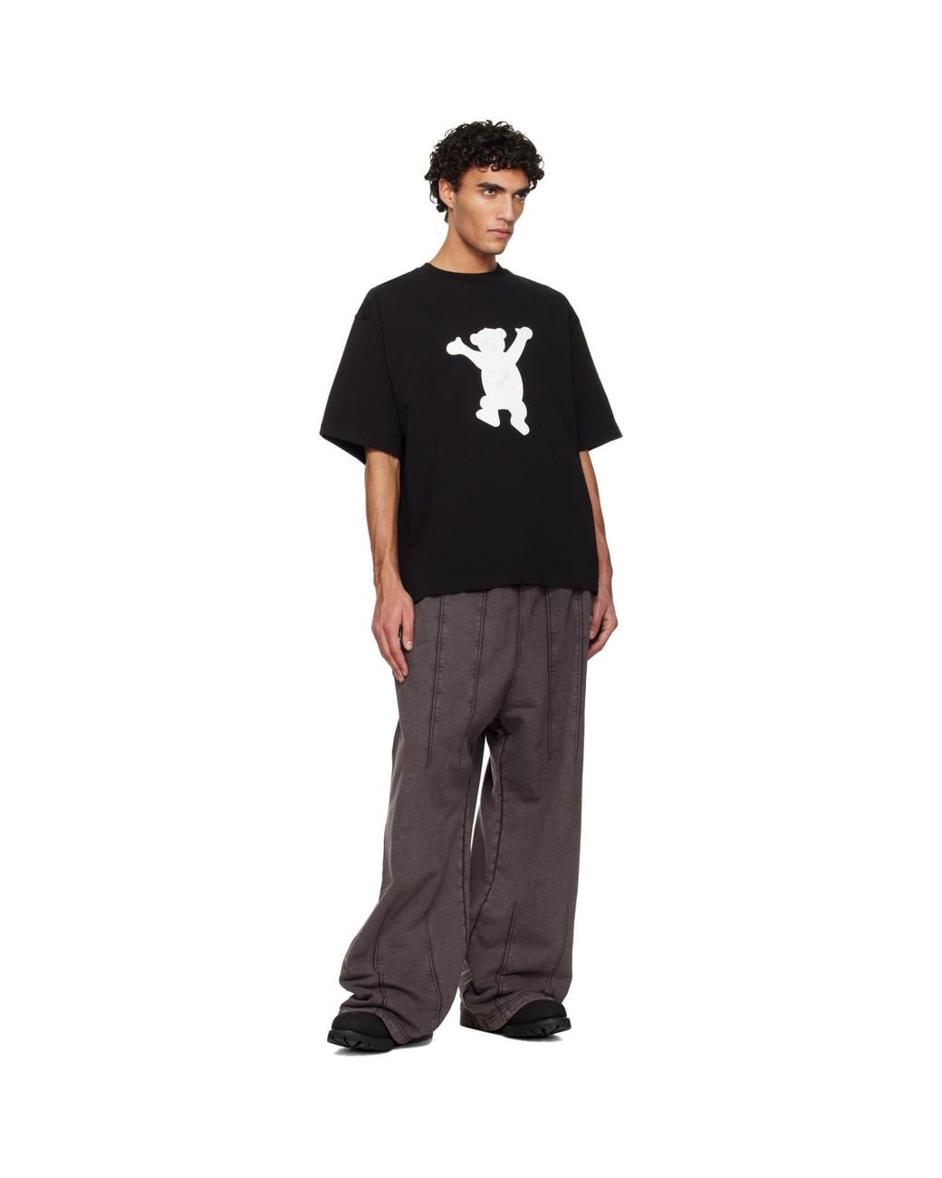 we11done Black Teddy Logo T-Shirt for men