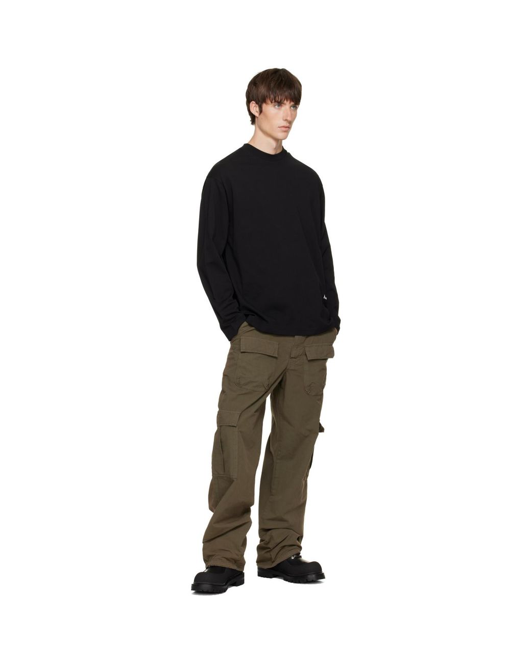 Moncler Black Re-Icon Cotton Jersey Long Sleeve T-Shirt for men