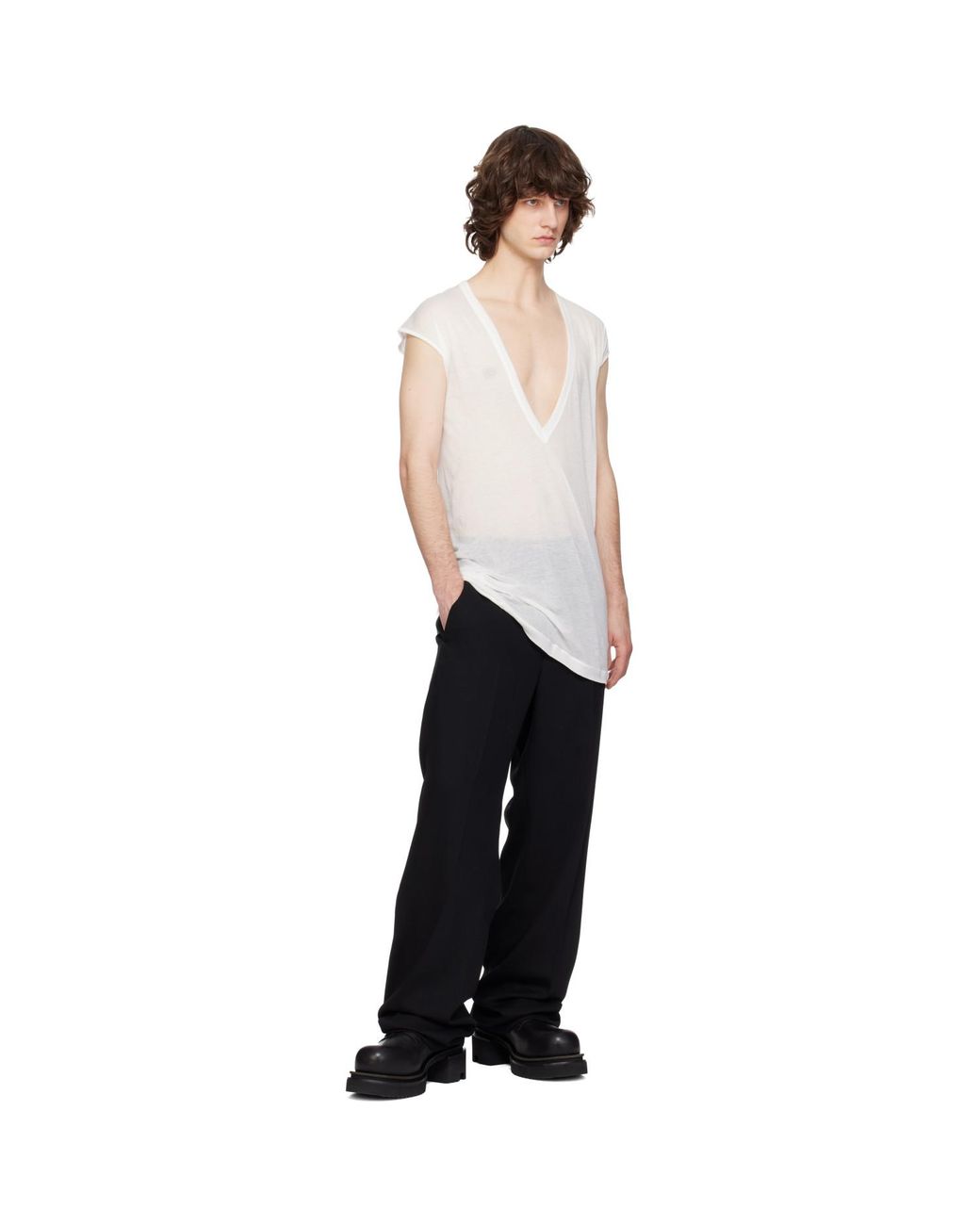 Rick Owens White Off- Temple Dylan T-Shirt for men