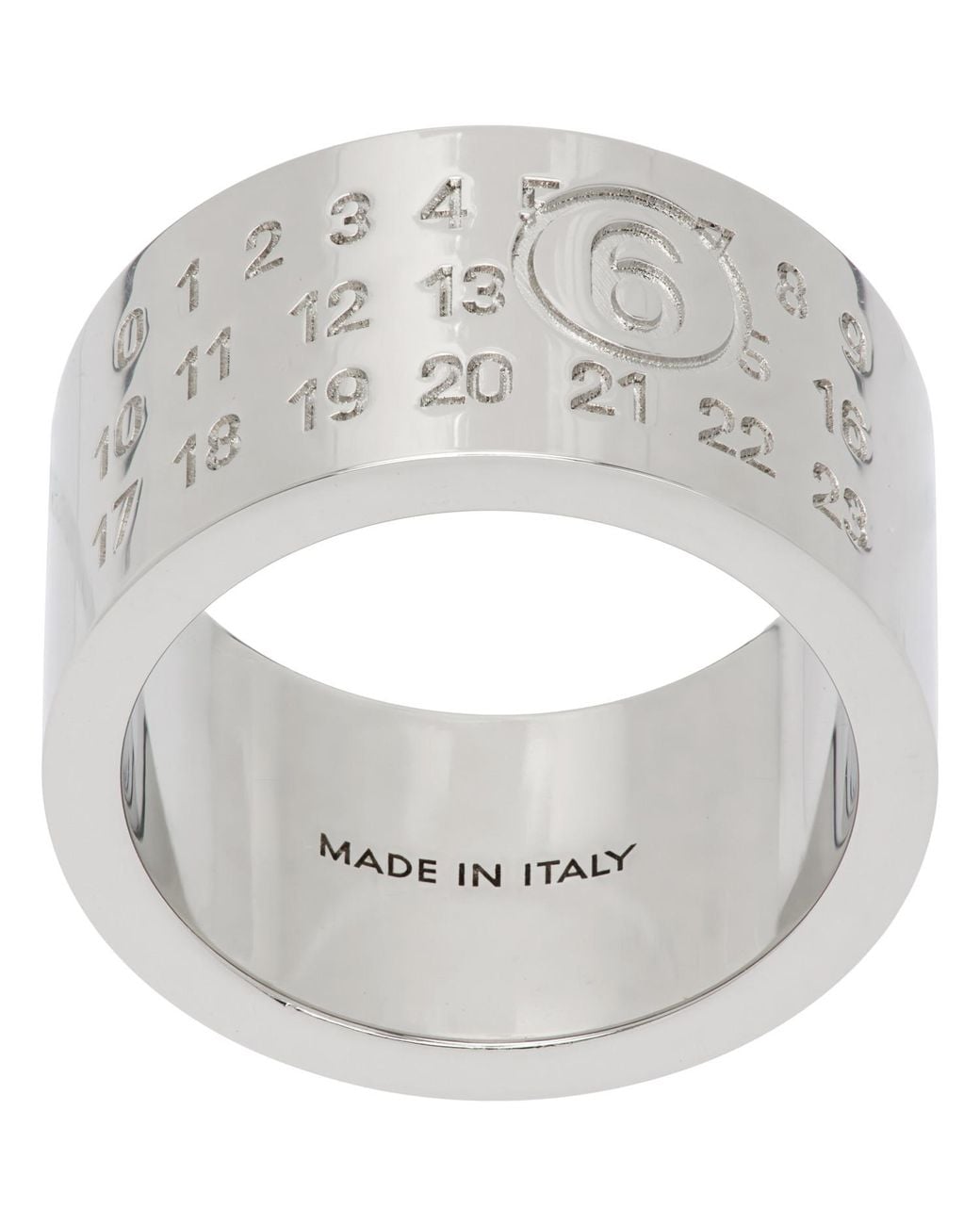 MM6 by Maison Margiela Gray Minimal Logo Ring for men