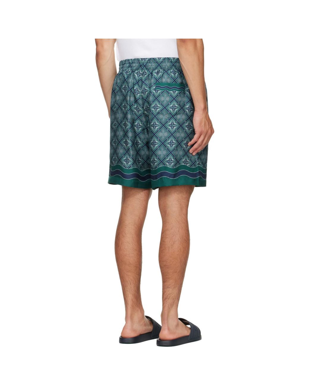 Casablanca Blue Radiating Monogram Silk Shorts for men
