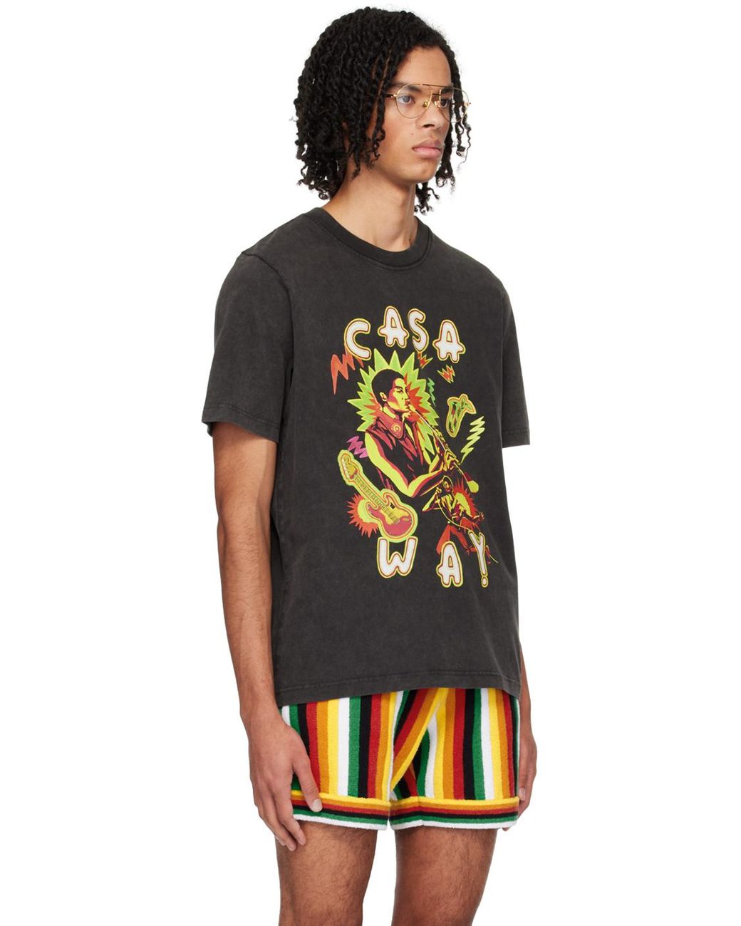 CASABLANCA Music For The People Cotton T-Shirt in Black for