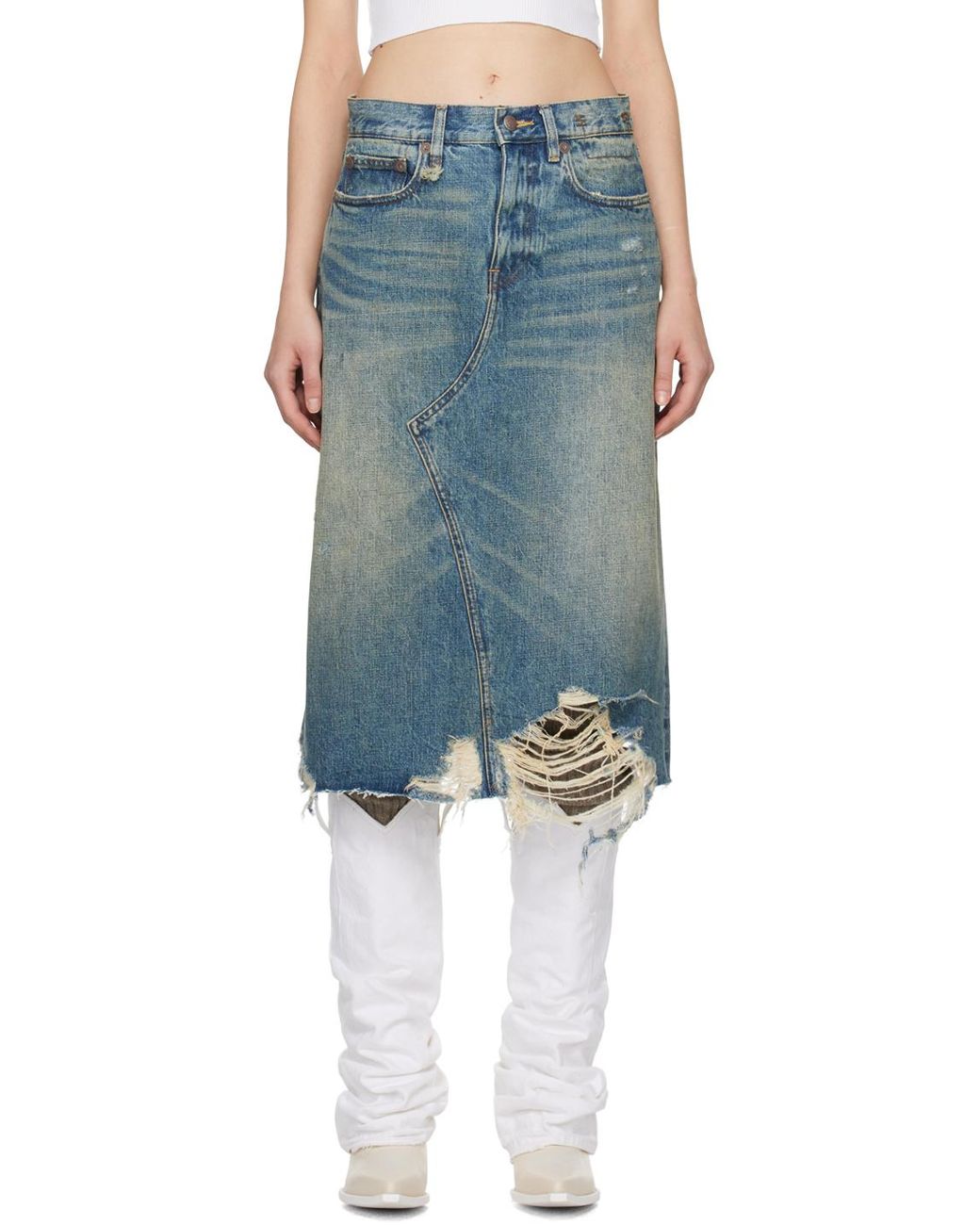【関税込み】R13 ブルー Jesse デニム ミディアムスカート R13 ブルー Jesse デニム ミディアムスカート ブルー | Lyst