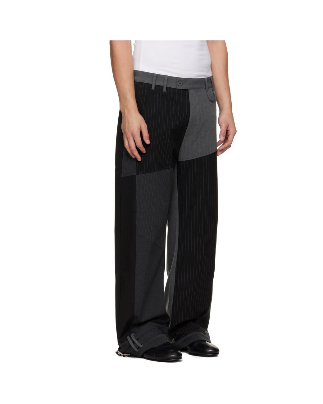 Kidsuper Black Patchwork Curved Trousers for men