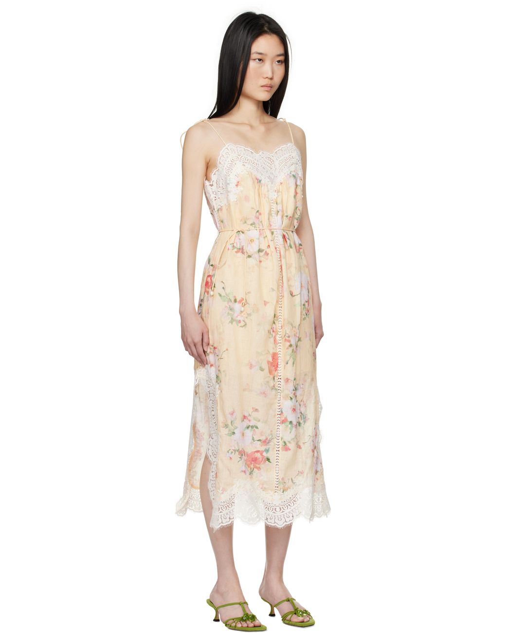 Zimmermann Everley Lace Trim Slip Dress in Black | Lyst