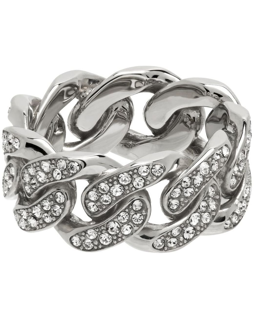 全新限量免運AMBUSH Crystal-embellished chain ring 925純銀滿鑽寶石戒指情人禮物| 蝦皮購物