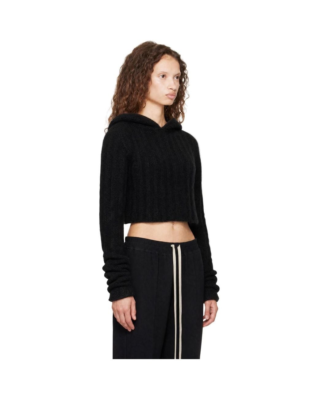 Rick Owens Black Tower Cropped Hoodie