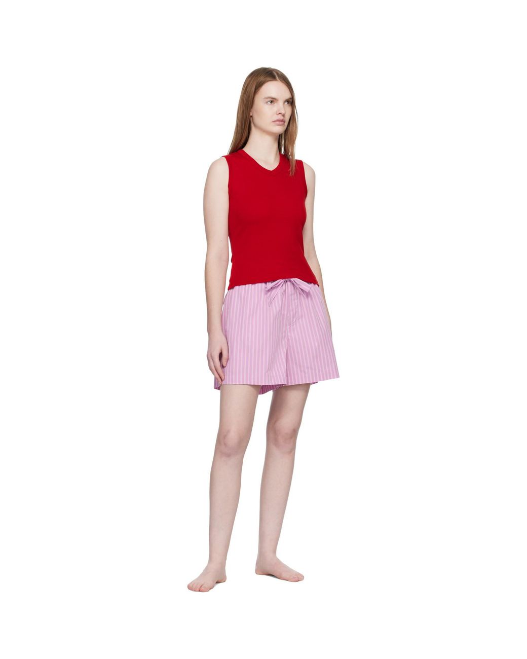 Tekla Pink Poplin Pyjama Shorts