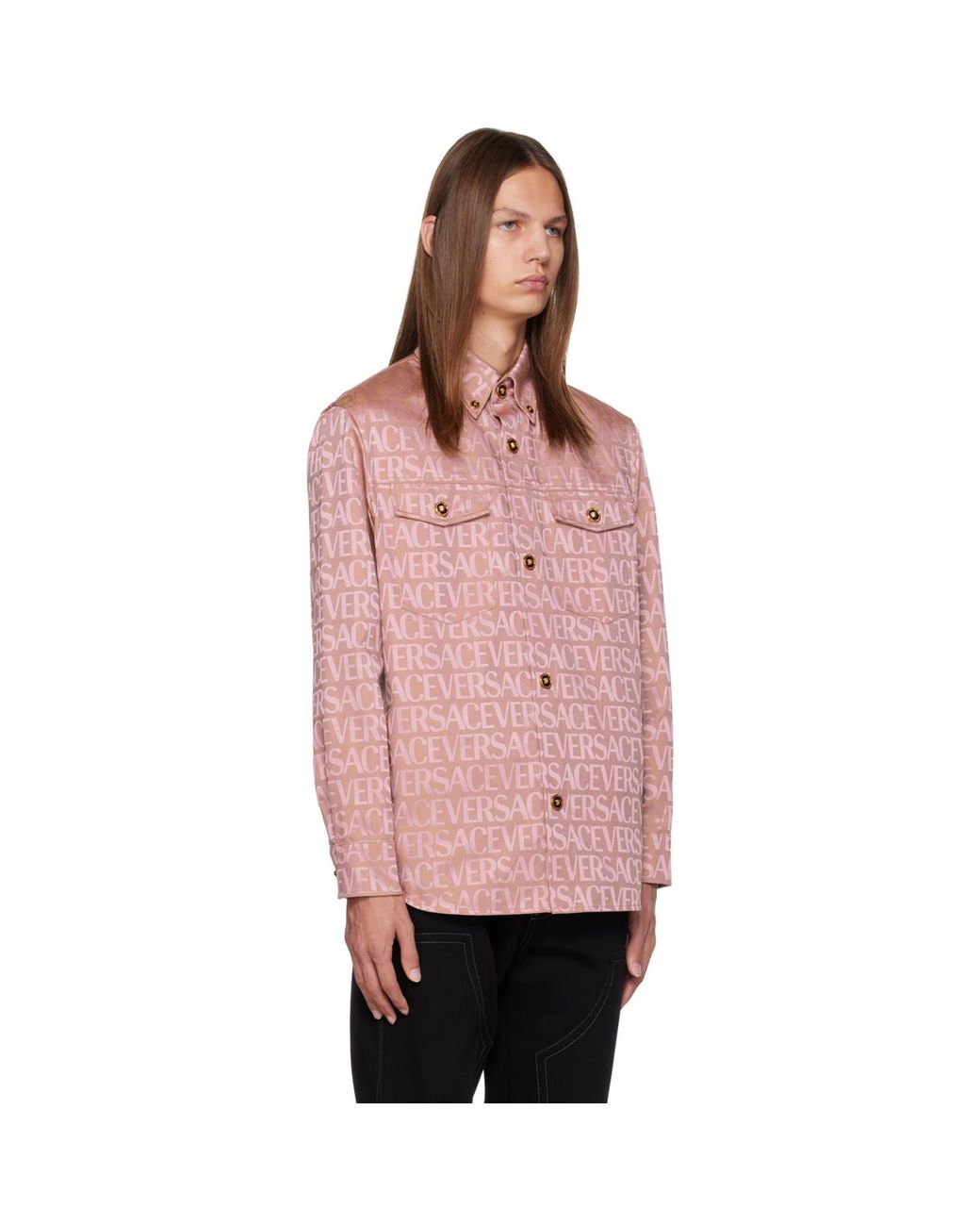 Versace Pink Allover Shirt for men