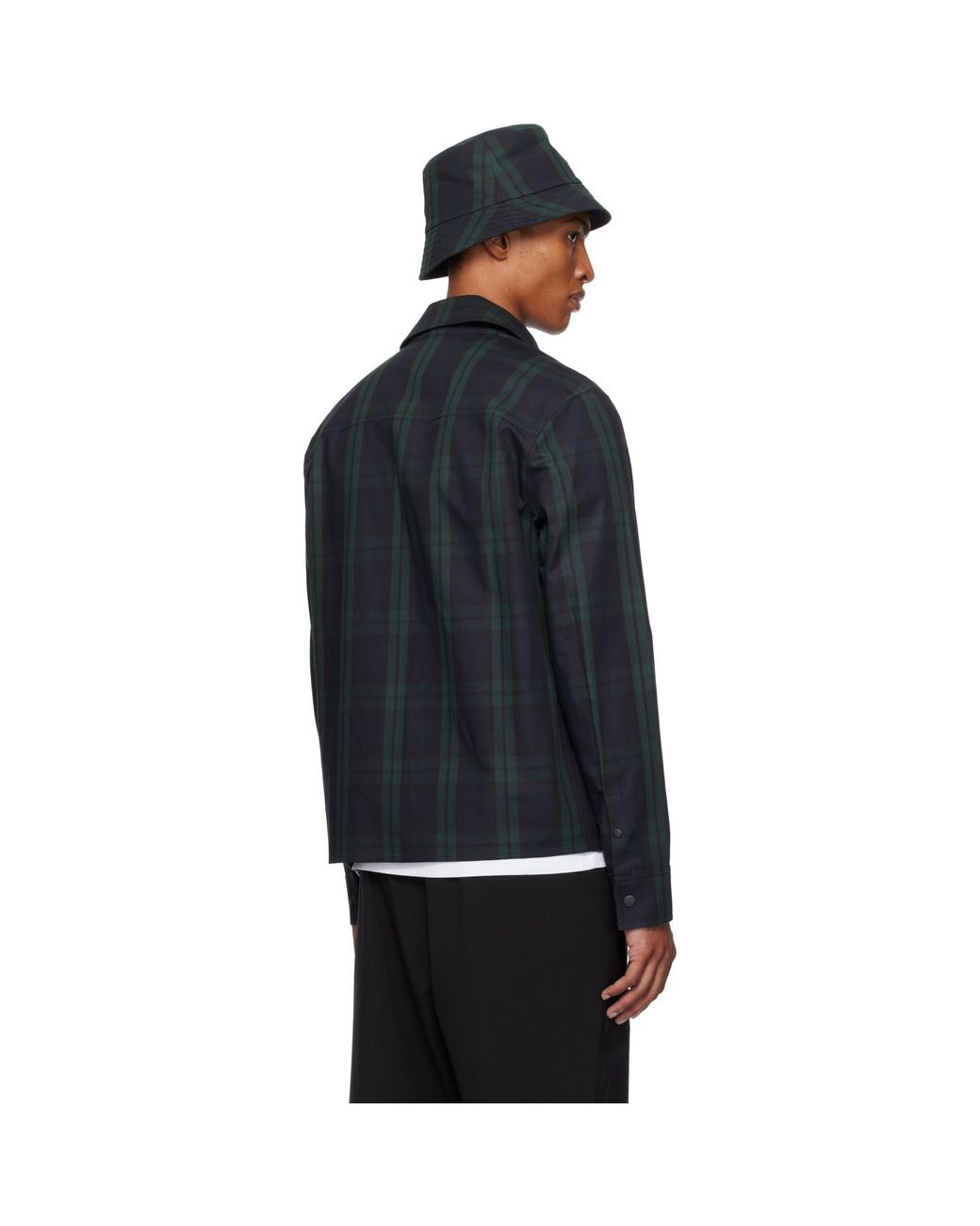 Moncler Black Checked Cotton Gabardine Shirt for men