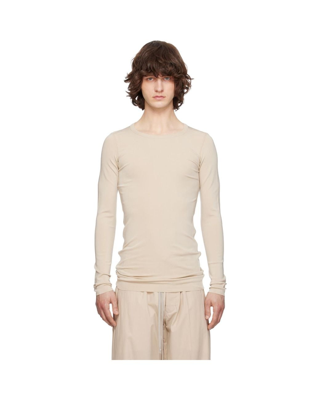 Rick Owens Natural Temple Rib Ls T-Shirt for men