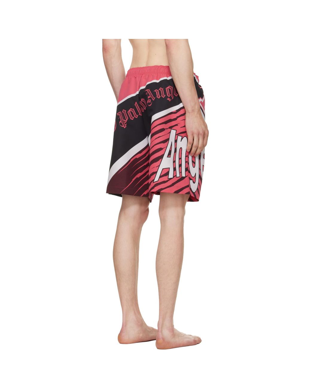 Palm Angels Red 'Racing' Swim Shorts for men