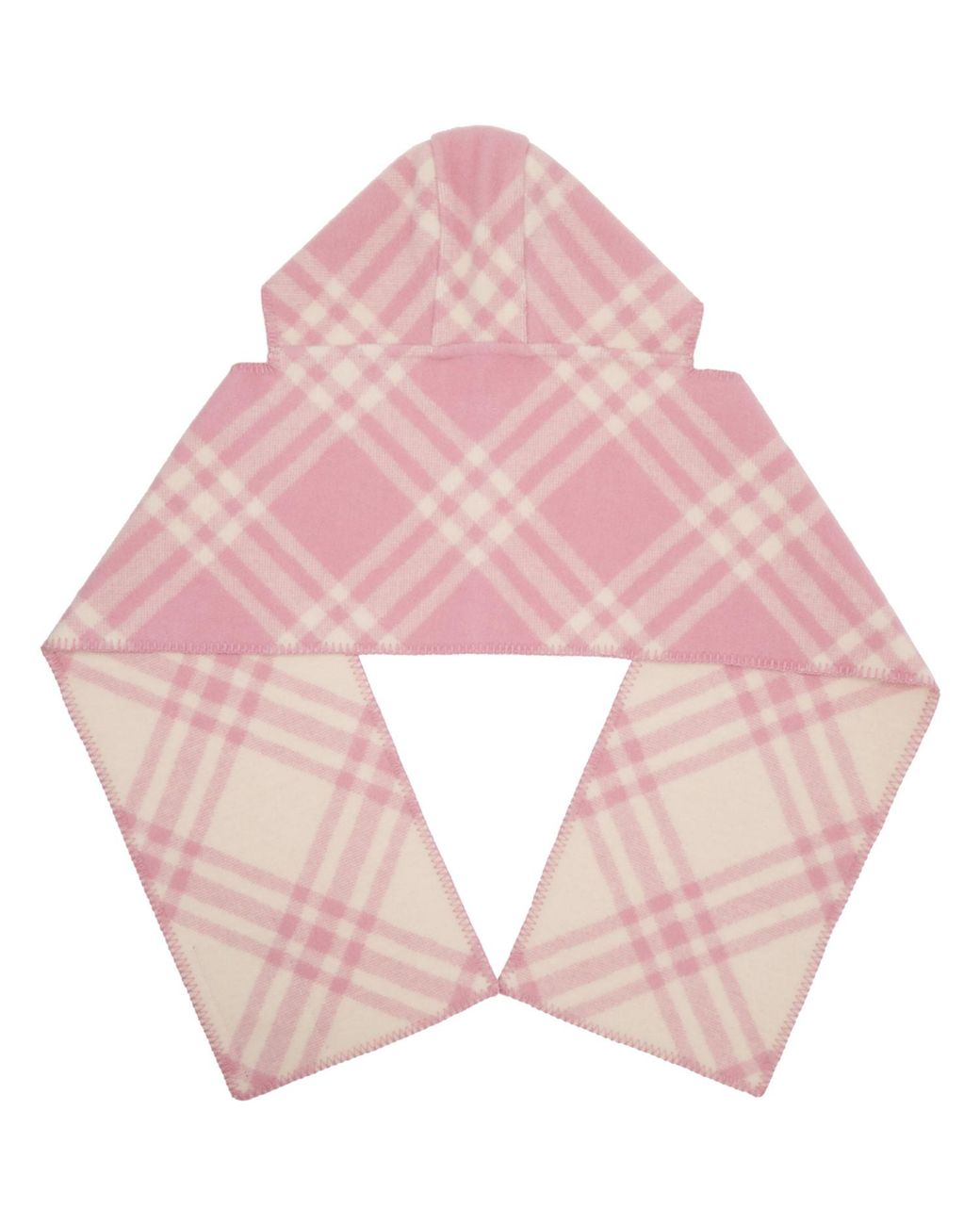 Burberry Pink Check Wool Hooded Scarf