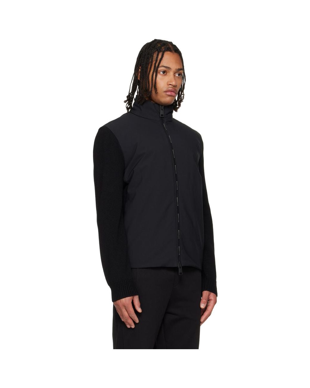 Moncler Black Virgin Wool Down Jacket for men