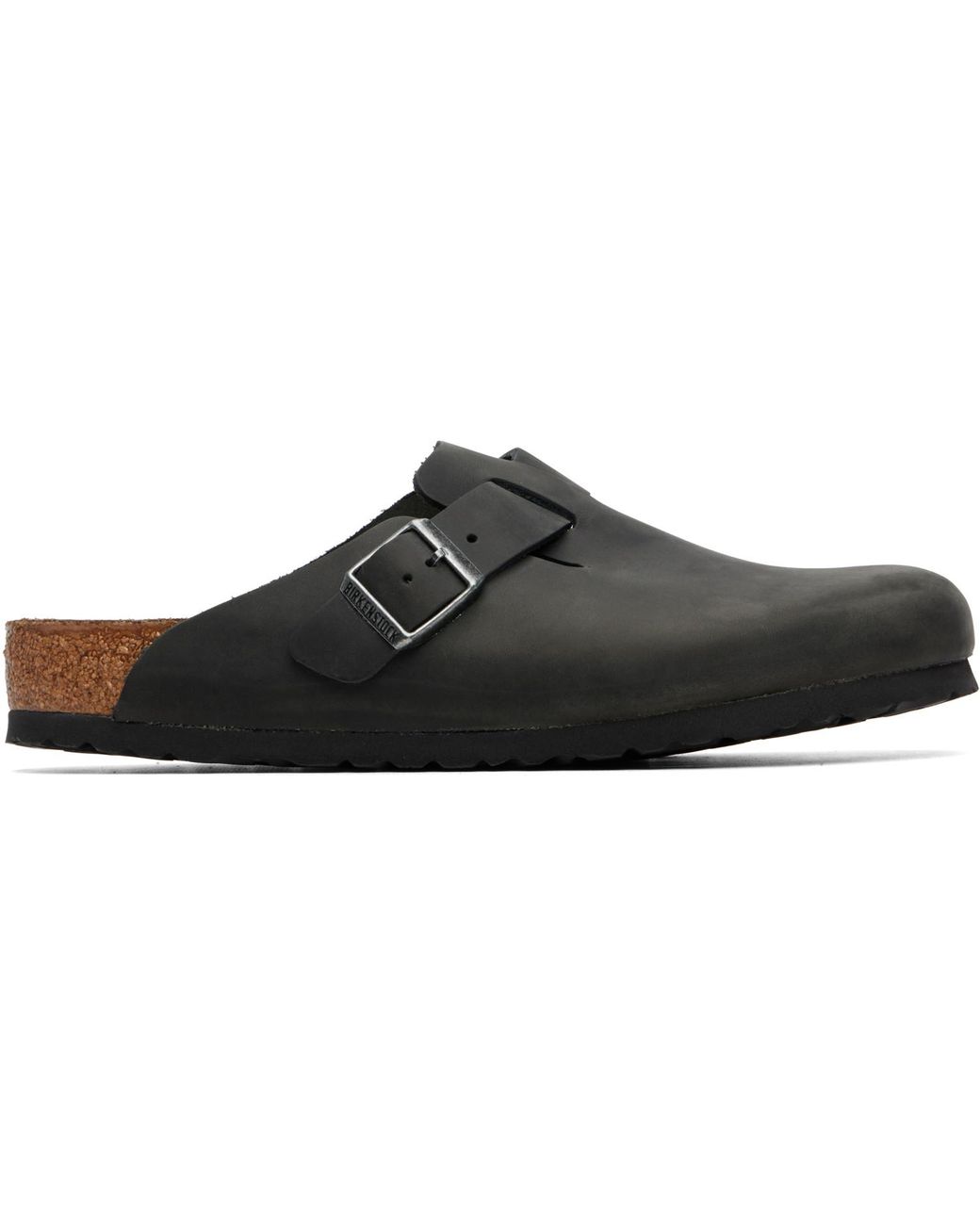Birkenstock Black Regular Boston Oiled Leather Slip-On Loafers for men