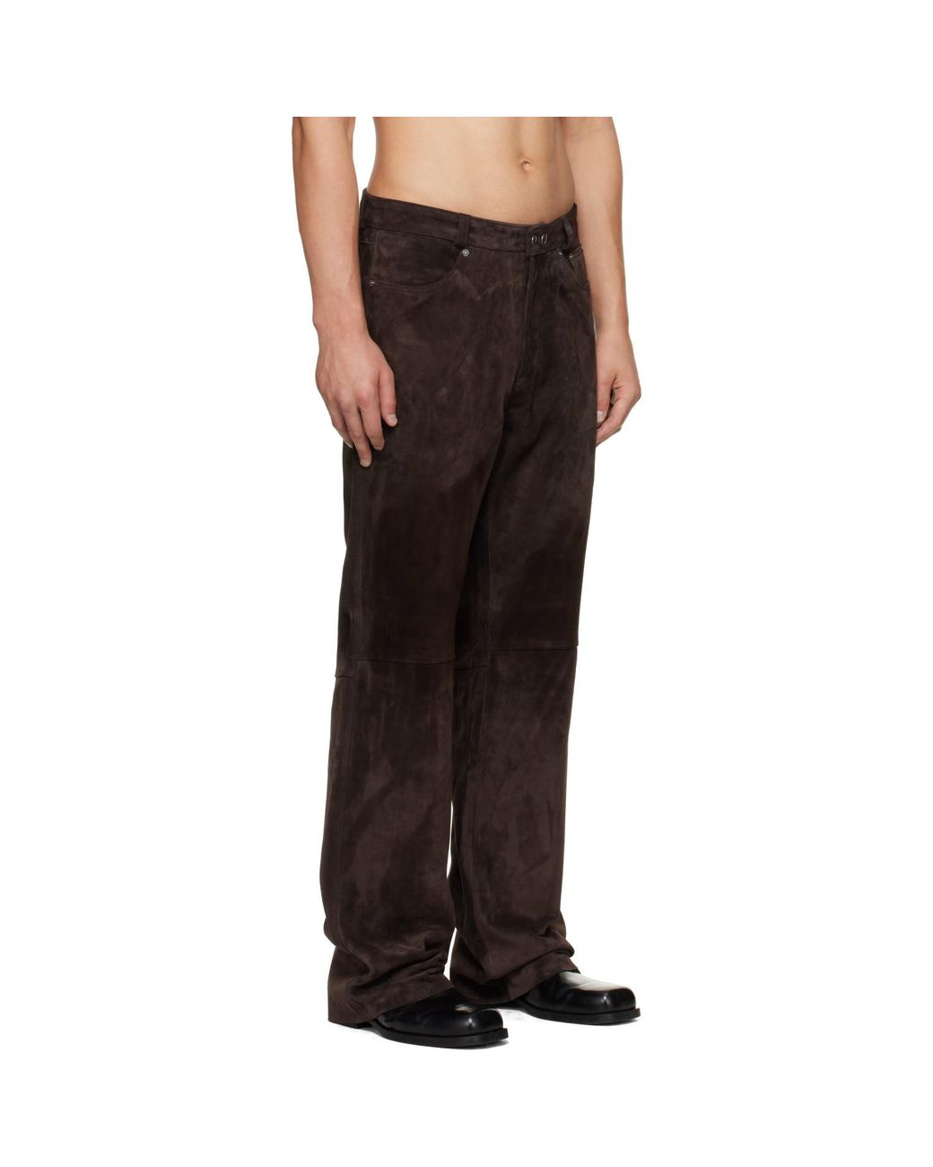 Our Legacy Brown Carlson Cut Leather Pants for men