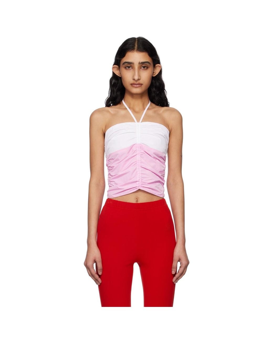 Kijun Red Off- Shirring Halter Top