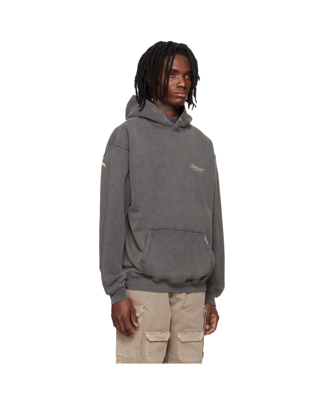 Represent Gray Owners Club' Script Hoodie for men